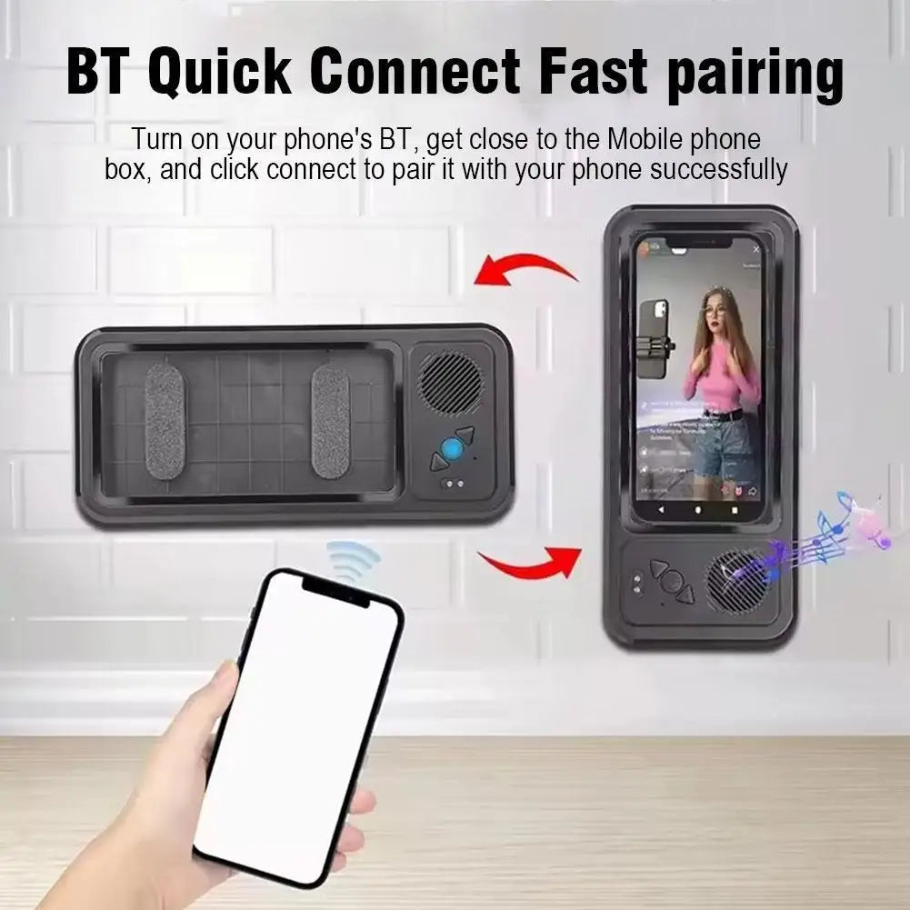 מחזיק טלפון חכם ועמיד למים למקלחת עם רמקול Bluetooth מובנה